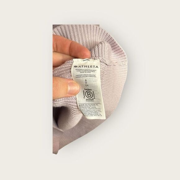 Athleta Hanover Merino Wool V-Neck Sweater Lavender Size Small - Picture 8 of 8